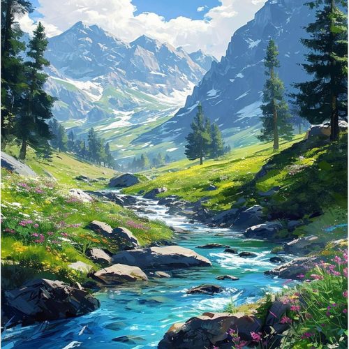 Mountain Paint by Number for Adults-Landscape Paint by Numbers for Adults Beginner, Mountains Paint by Numbers for Gift Home Wall Decor (Mountain, 16x20 inch)