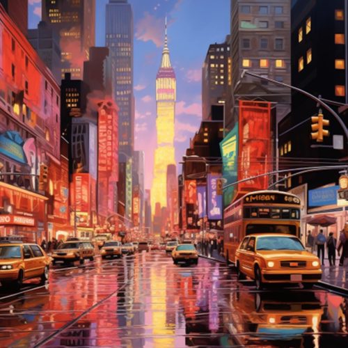 City View Street Landscape DIY Paint by Numbers for Adults New York Street Scenery DIY Oil Painting Acrylic Paint Art Modern Painting Kits Canvas with Acrylic Paints Art 16x20 Inch（without Frame ）