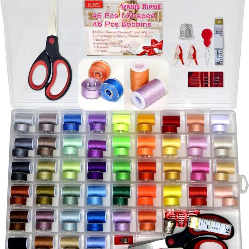92Pcs Sewing kit 46 Colors Prewound Bobbins and Thread Spools for Hand & Machine Sewing, Emergency，Travel and Home, 100% Polyester Thread Spools