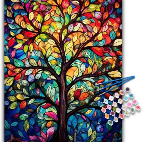 Paint by Numbers Kit for Adults- Tree of Life Adult Paint by Number Kits on Canvas for Beginners, Tree of Life DIY Acrylic Oil Number Painting Kits for Home Wall Decor Gift 16"x 20" (Without Frame)