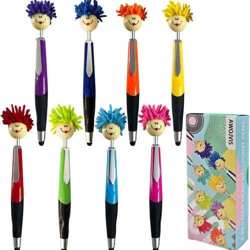 Pens,ballpoint pen,8pcs Mop Head Ballpoint Pens, Funny Mophea Topper Pen with Plush Hair Writing Click Pen Portable Cute Cartoon Multi-function Signing Pens Decor Gift for Office Home Kids and Adultes