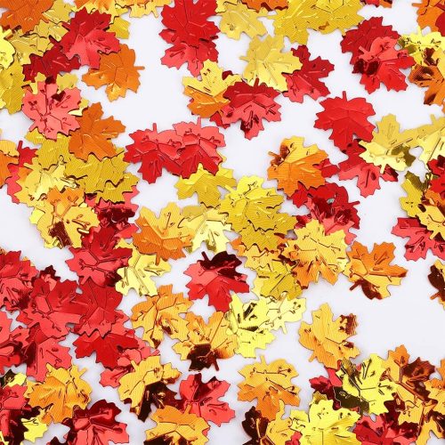 Fall Decor Party Table Scatter Thanksgiving Maple Leaves Foil Metallic Sequins Autumn Fall Wedding Baby Shower Sprinkles Decorations