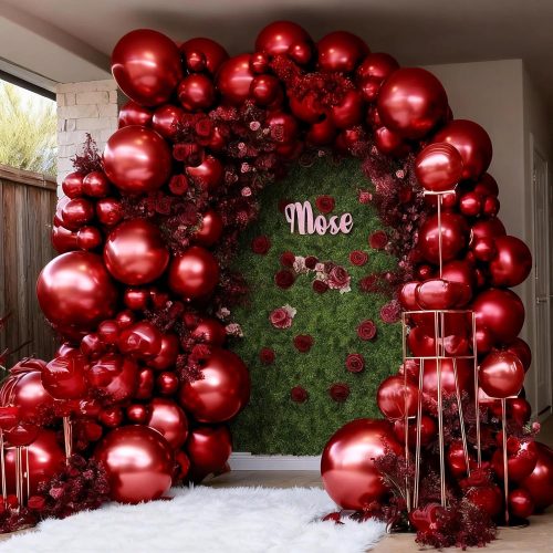 Burgundy Balloons Double Stuffed Wine Red Balloon Garland Rose Red Balloon Arch Kit Maroon Balloons Different Size For Wedding Birthday Baby Shower Valentine Anniversary Wine Party Decorations