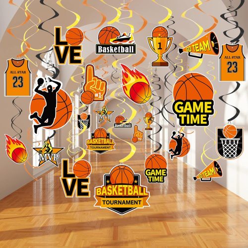 Jetec 56 Pieces Basketball Party Decorations Hanging Swirls Basketball Decorations Paper Sports Party Decorations Cutouts Hanging Decors for Kids Boys Basketball Theme Birthday Party Supplies Favors