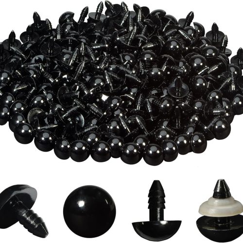 Zhbrchz 160pcs 14mm Black Plastic Safety Eyes Crafts Safety Eyes with 160pcs Washers for Amigurumi Crochet Bears Stuffed Animals Doll Making