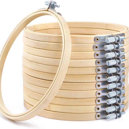 Caydo 12 Pieces 6 Inch Embroidery Hoops Set Bulk Circle Cross Stitch Hoop Round Ring