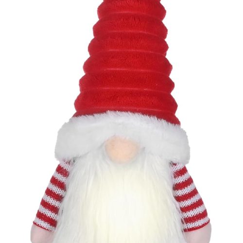Valery Madelyn Lighted Christmas Tree Topper Gnome with Timer, 16.5 White and Gold Fabric Cute Santa Gnome Tree Topper with LED Lights for Ornaments Christmas Decor, Battery Operated, Valentines Gift