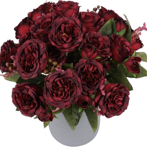 Artificial Peonies Silk Flowers, Burgundy Faux Peony Bouquet 4 Bundles Florals Arrangements for Farmhouse Home Boho Wedding Table Centerpiece, Fake Plastic Flowers Bulk for Vase Decoration (Burgundy) (Copy)