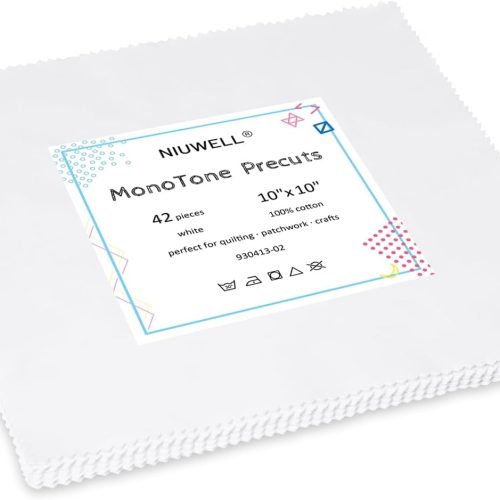 42 Pieces 10″ Pre-Cut White Cotton Fabric Squares