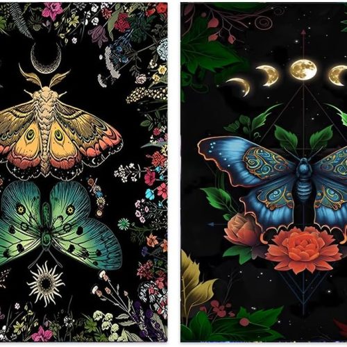 2-Piece Diamond Painting Kits for Adults and Kids，5D DIY Full Drill Round Art Gems Mushroom Forest Diamond Art Perfect for Home Wall Deco Diamond Decor 12"x16"