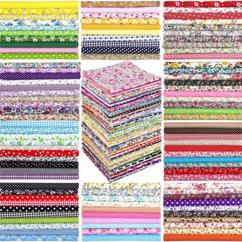 1 Moukeren 100 Pcs 10 x 10 '' Cotton Fabric Bundle Squares for Quilting Sewing Pre Cut Patchwork Fabrics Floral Printed Bundles Quilting for Christmas DIY Sewing Beginners Crafts Cloths Handmade