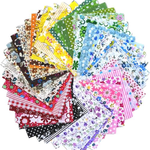 1 150 Pcs Cotton Craft Fabric Bundle Squares, Multicolored Abstract Pattern, 4 x 4 Inch, Pre-Cut Quilt Squares