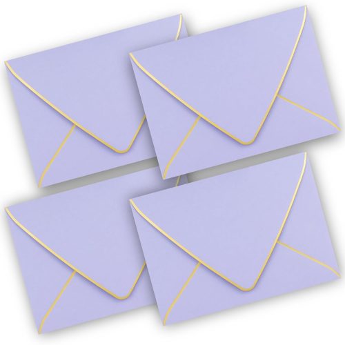 1 5x7 Envelopes for Invitations with Gold Border,V-Flap Envelopes 50 Pack,A7 Envelopes for Cards,Wedding,Invitations,Baby Shower,All Occasions(Purple)