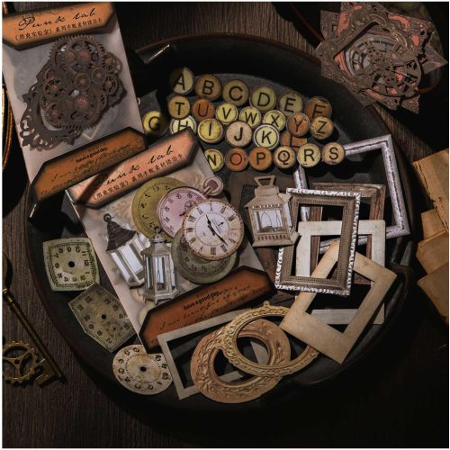 1 Vilikya 120pcs Steampunk Junk Journal Supplies, Small Vintage Scrapbook Materials Paper for Journaling Kit, Scrapbooking Ephemera, Punk Collage Cards for Dark Academia Home Room Decor