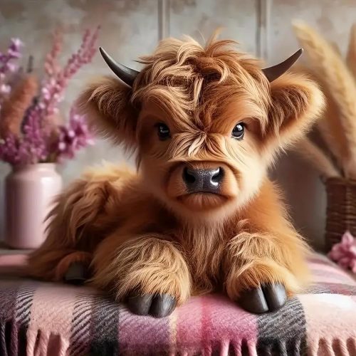 1 MOMDEDP Highland Cow Diamond Art Kits for Adults Beginners, Cow Diamond Painting Kits for Adults, DIY 5D Diamond Painting with Round Gem Art Kits for Adult for Gift Home Wall Decor 12x12 Inch