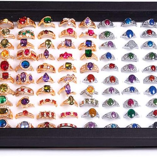 1 ZLY Jewelry Rings Display Tray Velvet 100 Slot Case Box Jewelry Storage Box
