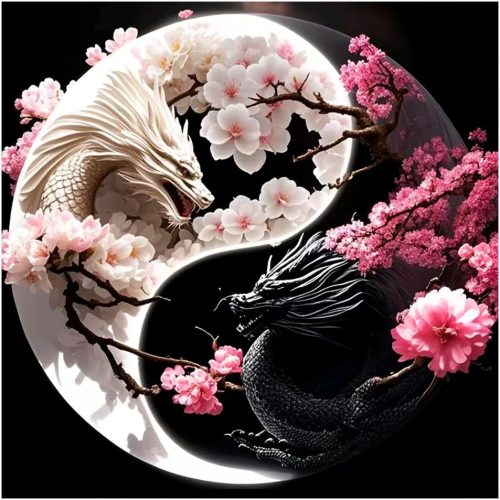 1 hill froeistung Dragon Diamond Art Painting Kits for Adults, Taichi Dragon Diamond Art for Beginners, 5D DIY Full Drill Round Gem Art Craft Home Wall Decor Gift 12x12 inch
