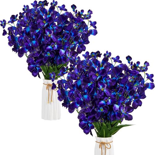 1 Waydress 24 Pieces 27 Inches Artificial Purple Blue Orchid Faux Flowers Purple Orchids Silk Flowers for Wedding Dinning Home Restaurant Decoration Bridal Bouquet Corsage Boutonniere Wreath Decor
