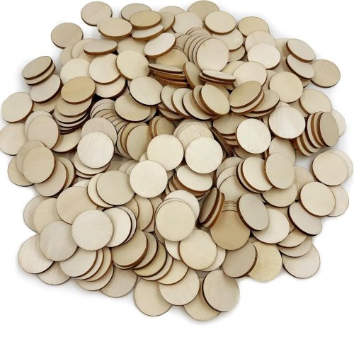 1 300 Pcs Unfinished Wood Circle Round Disc Blank Natural Wooden Cutout Ornaments for Decoration DIY Craft Art Supplies (Round 1 x 1 x 0.12 inches)