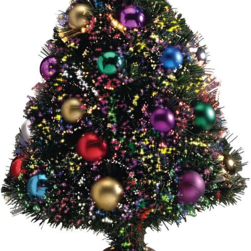 1 Northwoods Greenery Fiber Optic Christmas Tree with Ball Ornaments, 32-in. Tall