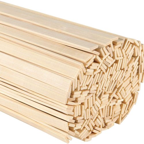 1 500 Pieces 15.7 Inch Natural Bamboo Sticks, Extra Long Wood Craft Sticks Bamboo Strips Bulk for Craft DIY Projects Miniature Building, 3/8 Inch Wide