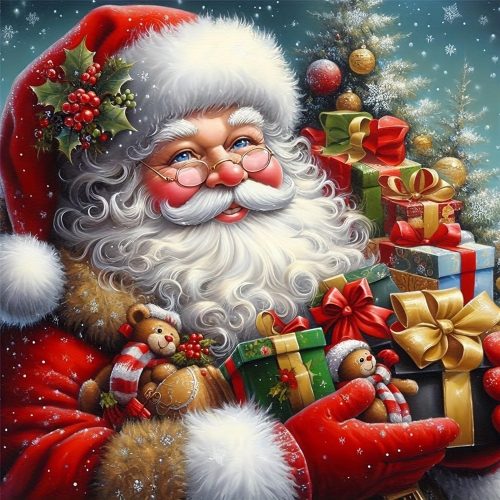 1 USZDL Winter Christmas Diamond Art Kits for Adults,Santa Claus DIY 5D Diamond Painting Kits for Beginners,Round Full Drill Diamond Dots with Diamond Gem Art & Crafts for Adults Home Decor 13.8x13.8 in