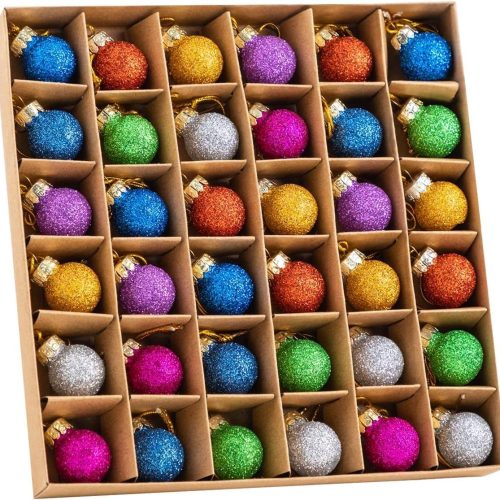 1 Joiedomi 36 Pcs Christmas Mini Glitter Glass Balls Ornaments, 1 Inch Multicolor Xmas Hanging Ball for Christmas Tree Decoration and Holiday Ornaments