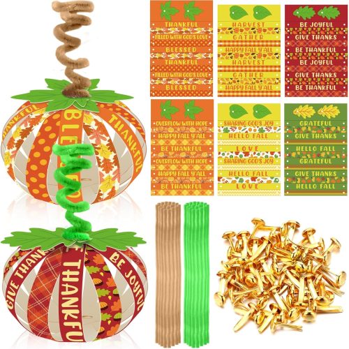 1 30 Set Fall Pumpkin Crafts Bulk Religious Christian Craft Kit DIY Autumn Paper Fall Tree Ornaments for Thanksgiving Halloween Home School Office Decorations Supplies(Classic)
