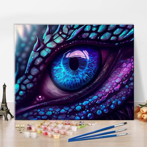 1 TUMOVO Paint by Numbers for Adults Dragon Eye in Blue and Purple Colors DIY Easy Paint by Numbers Paint by Numbers for Beginner Kids and Adults Home Wall Decor Oil Painting 16x20 Inch