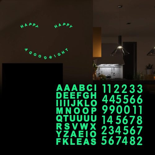 1 TOMALL 84pcs Glow in The Dark Alphanumeric Luminous Stickers Alphabet Letter Number Set Night Safety Luminous Decals Accessories DIY for Mailbox Laptop Keyboard Wall Ceiling Car Motorcycle (Green-S)