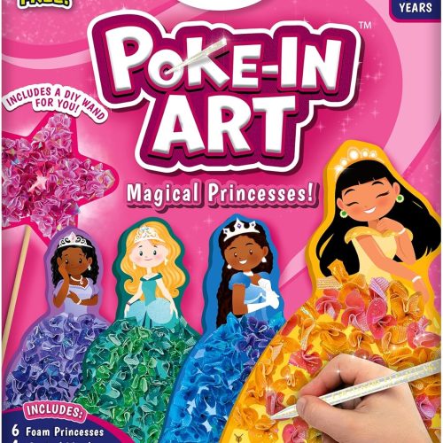 Poke-in Art - Magical Princesses, Mess-Free Fun for Kids, DIY Wood Craft Kits, Creative Activity, Christmas Gifts for Girls & Boys Ages 4, 5, 6, 7, 8, 9