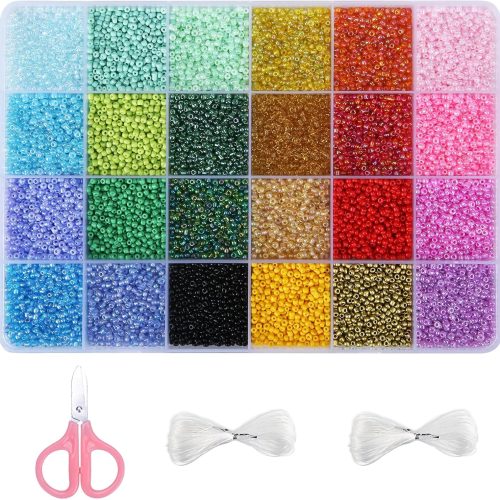 1 GREENTIME 22800pcs Glass Seed Beads for Bracelets Making Kit, Small Craft Beads 11/0 Waist Beads for DIY Bracelet Necklaces Craft Making Supplies (24 Colors)