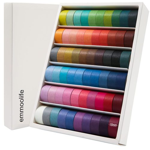 60 Rolls Washi Tape Set 15mm Wide 10ft Long Rainbow Colored Painters Masking Tape Supplies Writable Cute Colorful Decorative Craft Tape for Scrapbook DIY, Planner, Arts , Labeling and Color-Coding
