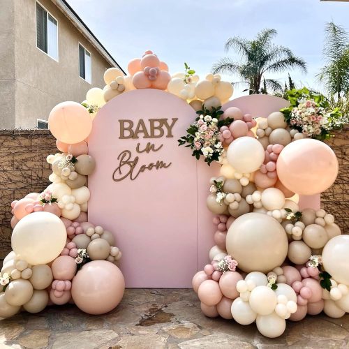 1 AobkDeco Boho Dusty Pink Balloon Arch Garland Kit - 151pcs Dusty Pink, White Sand, and Ivory White Balloons for Unisex Adults Party Decoration