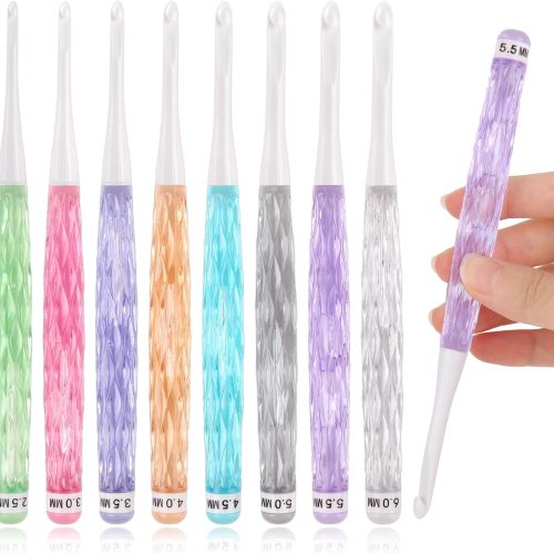 Coopay Crochet Hooks, Inline Crochet Hook Set 2.5mm(C)-6mm(J), See-Through Plastic Handle, Ergonomic & Pretty, Ideal for Crocheting Blankets, Dolls, Shawls, Hats, Scarves
