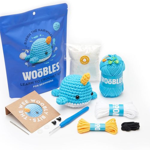The Woobles Crochet Kit for Beginners - Easy Arts and Crafts Knitting & Crochet Animals Kit As Seen On Shark Tank - Bjørn The Narwhal