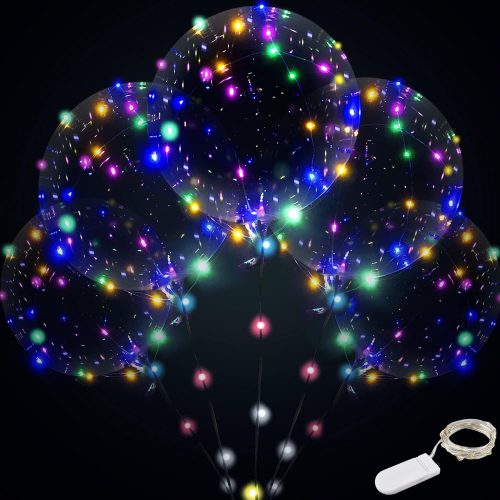 Light up Balloons, 12 set String LED Bubble Balloons with 15pcs clear balloons for Helium tank,Christmas Party, Birthday (Colorful) (Include Battery)