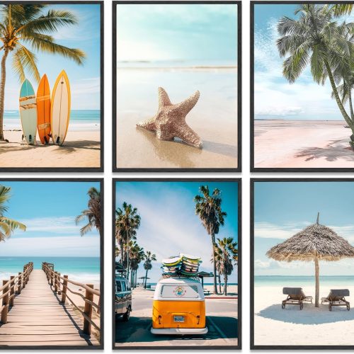 1 Blue Coastal Wall Art Granddaughter Beach Aesthetic Wall Decor Tropical Seaside Style Coastal Landscape Picture Art Print Seascape Themed Poster for Living Room Bathroom Hallway Unframed 8x10 Inch