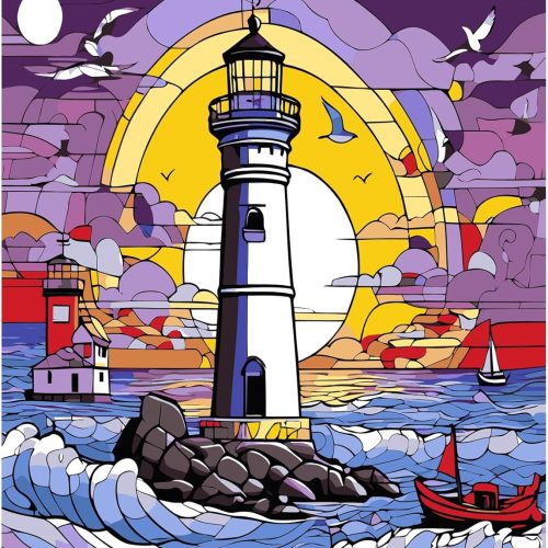 1 DIY Paint by Numbers Kit for Adults, Lighthouse Paint by Numbers kit On Canvas for Beginners DIY Oil Painting Kits for Home Wall Decor 16x12inch