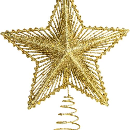 1 Christmas Tree Topper Star Hollow Out Treetop Xmas Gift DIY Christmas Tree Gold Sparkle Stars Ornaments Accessories