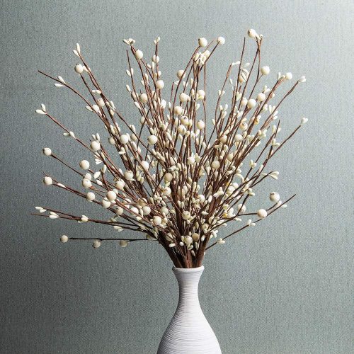 1 JINGHONG 6PCS Artificial Pip Berry Stems,Cream Berries Stems White Berry Picks for Winter Christmas Holiday and Home Decor(Cream)