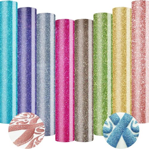 1 Glitter Puff Vinyl Heat Transfer 3D - Puff HTV Vinyl 8 Sheets 12"x 10" Glitter Heat Transfer Vinyl for T-Shirt Clothes Compatible with Cricut Air or Maker (Glitter Puff Vinyl-8pcs)