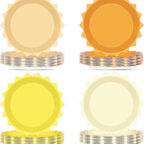 1 48Pcs First Trip Around the Sun Boho Sun 1st Birthday Decorations - Paper Plates, Bohemian Sunshine Party Decorations for Girl's One Year Old Celebration