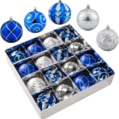 1 Christmas Ornaments - 16 Pcs Christmas Ball Ornaments Set, Assorted Shatterproof Christmas Glittering Ornaments for Christmas Tree, Christmas Tree Decoration for Xmas Holiday (Gold)