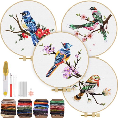 1 TINDTOP 4 Sets Embroidery Kit for Adult, Panda Embroidery Practice Kits for Beginners Include Embroidery Cloth Hoops Threads for Craft Lover Hand Stitch with Embroidery Skill Techniques