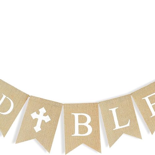 1 CHRORINE God Bless Banner First Communion Banner Kit, Baptism Decorations for Boys Girls, First Communion Confirmation Decorations, Bautizo Decorations