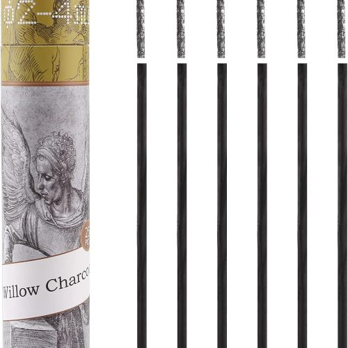 1 LOONENG Willow Charcoal Sticks, Natural Willow Charcoal for Artists, Beginners, or Students of All Skill Levels, Great for Sketching, Drawing, and Shading, Approx 2-4mm in Diameter, Pack of 25
