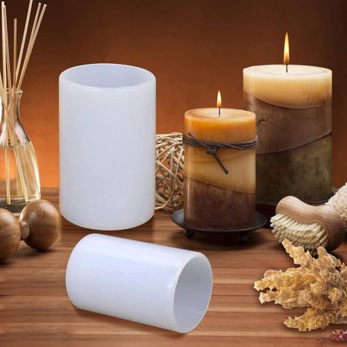 1 4 Pack Long Pillar Mold - Multiple Style Cylinder - Candle Silicone Wave Spiral Candle Mold - Silicone Resin Casting Molds for Candle & Resin & Soap Craft Supplies