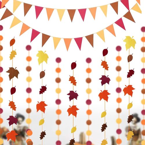 1 Happy Felt Fall Garland Banner,NO DIY, Thanksgiving Orange Hanging Streamer Thankful Pennant Banner Triangle Flag for Harvest Autumn Theme Festival Birthday Wedding Party Decorations