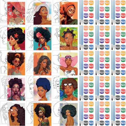 15 Set Pre Drawn Painting Canvas for Adults 8 x 10 Inch Pre Painted Canvas Sip and Paint Party Favors Kit for Adults Paint Party(Classic Style)